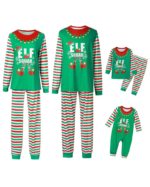 Christmas pyjamas green striped with Elf Squad pattern