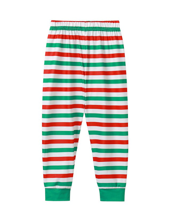 Christmas pyjamas green striped with Elf Squad pattern