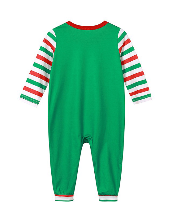 Julpyjamas grönrandig med Elf Squad-mönster