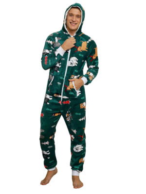 christmas jumpsuit couple model man small animals christmas mannequin front man with hood