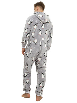 christmas jumpsuit couples penguins and snowflakes man back mannequin