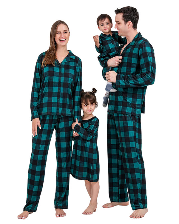 Moderner grün karierter Familien-Weihnachtspyjama