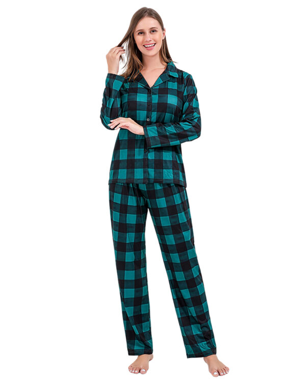 Moderner grün karierter Familien-Weihnachtspyjama