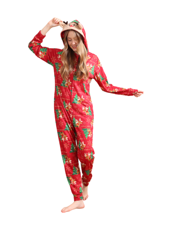 Feliz navidad Mono familiar patrón reno rojo