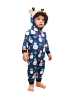 Blue snowman jumpsuit with reindeer hood for all ages