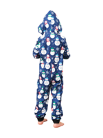 Blue snowman jumpsuit with reindeer hood for all ages