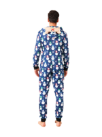 Blue snowman jumpsuit with reindeer hood for all ages