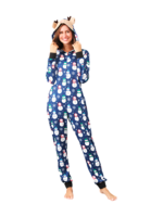 Blue snowman jumpsuit with reindeer hood for all ages