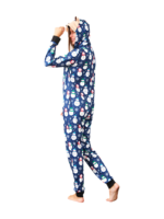 Blue snowman jumpsuit with reindeer hood for all ages