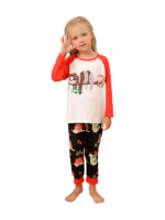 Christmas Sloths hanging from the garlands, whole matching family pyjamas