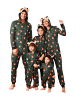 Green cute reindeer jumpsuit with reindeer hood for all ages