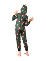 Green cute reindeer jumpsuit with reindeer hood for all ages