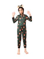 Green cute reindeer jumpsuit with reindeer hood for all ages