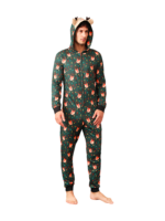 Green cute reindeer jumpsuit with reindeer hood for all ages