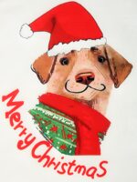 Matchande rutig pyjamas med en hund som är redo att gå ut till jul