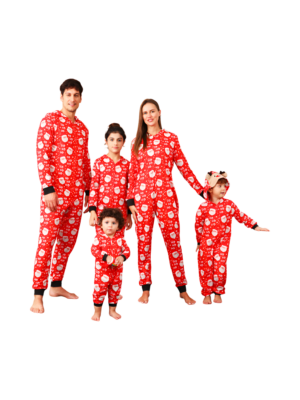 Red Santa "Ho Ho Ho" Jumpsuit with Reindeer Hood for all ages