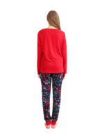 Red blue family Merry Christmas printed pajama with patterns