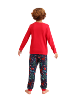 Red blue family Merry Christmas printed pajama with patterns