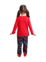 Red blue family Merry Christmas printed pajama with patterns