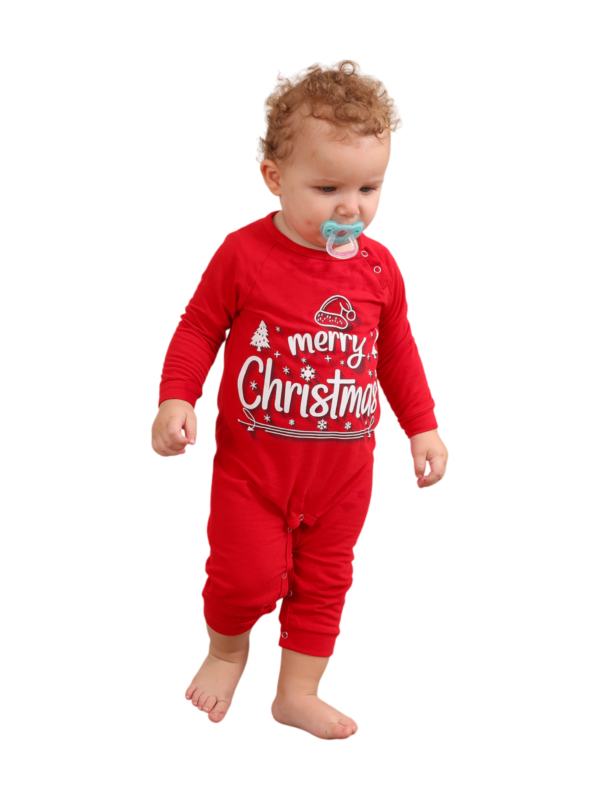 Red blue family Merry Christmas printed pajama with patterns