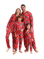 Red Reindeer Hood Jumpsuit, reindeer blue-scarf design