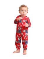 Red Reindeer Hood Jumpsuit, reindeer blue-scarf design