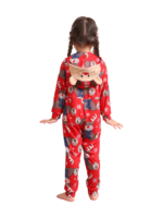 Red Reindeer Hood Jumpsuit, reindeer blue-scarf design