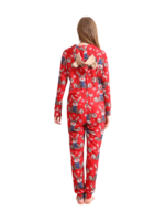 Red Reindeer Hood Jumpsuit, reindeer blue-scarf design