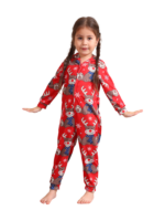 Red Reindeer Hood Jumpsuit, reindeer blue-scarf design