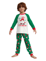 The bearded Santa buried under his gigantic hat, matching family pyjamas