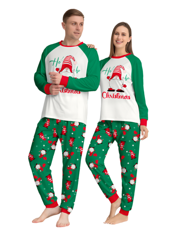 The bearded Santa buried under his gigantic hat, matching family pyjamas