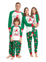 The bearded Santa buried under his gigantic hat, matching family pyjamas