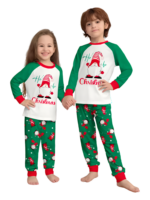 The bearded Santa buried under his gigantic hat, matching family pyjamas