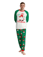 The bearded Santa buried under his gigantic hat, matching family pyjamas