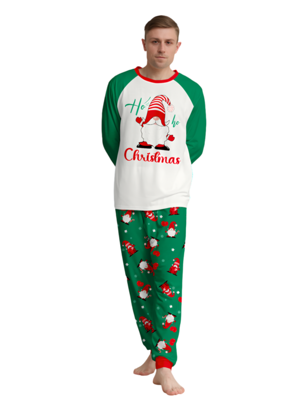 The bearded Santa buried under his gigantic hat, matching family pyjamas