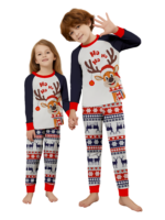 Cheeky little reindeer dressed for Christmas, matching christmas pyjamas