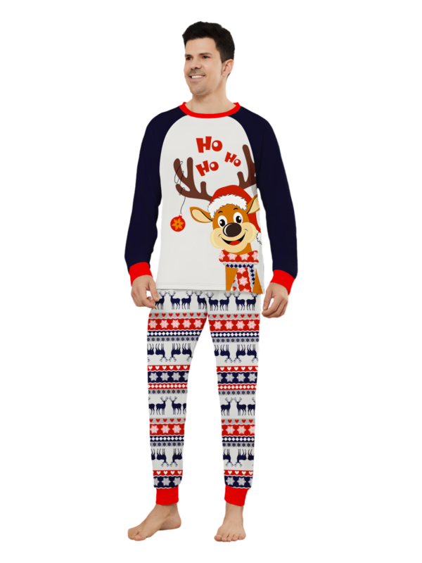 Cheeky little reindeer dressed for Christmas, matching christmas pyjamas