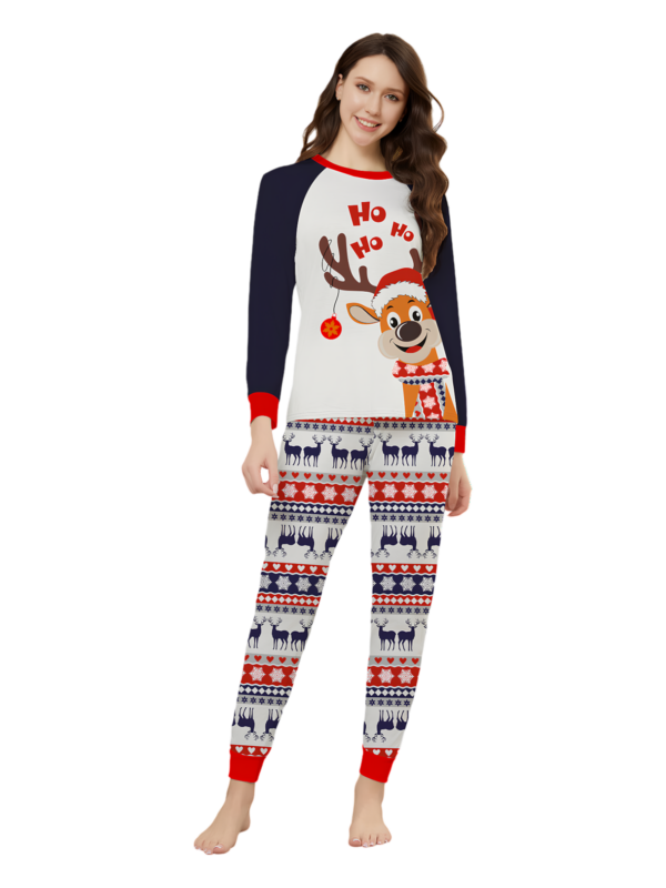 Cheeky little reindeer dressed for Christmas, matching christmas pyjamas