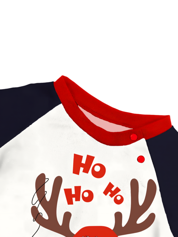 Cheeky little reindeer dressed for Christmas, matching christmas pyjamas