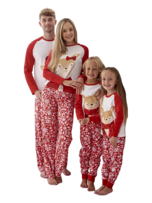 Little reindeer wearing christmas garnements