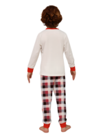 Discreet reindeer wearing a beret, authentic checked family pyjamas