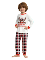 Discreet reindeer wearing a beret, authentic checked family pyjamas