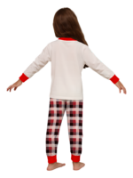 Discreet reindeer wearing a beret, authentic checked family pyjamas