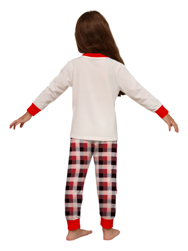 Discreet reindeer wearing a beret, authentic checked family pyjamas