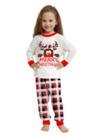 Discreet reindeer wearing a beret, authentic checked family pyjamas