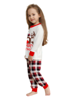 Discreet reindeer wearing a beret, authentic checked family pyjamas