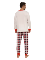 Discreet reindeer wearing a beret, authentic checked family pyjamas