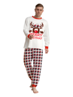 Discreet reindeer wearing a beret, authentic checked family pyjamas
