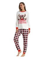 Discreet reindeer wearing a beret, authentic checked family pyjamas