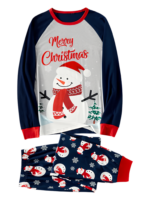 Happy snowman covered for winter with snowman motifs